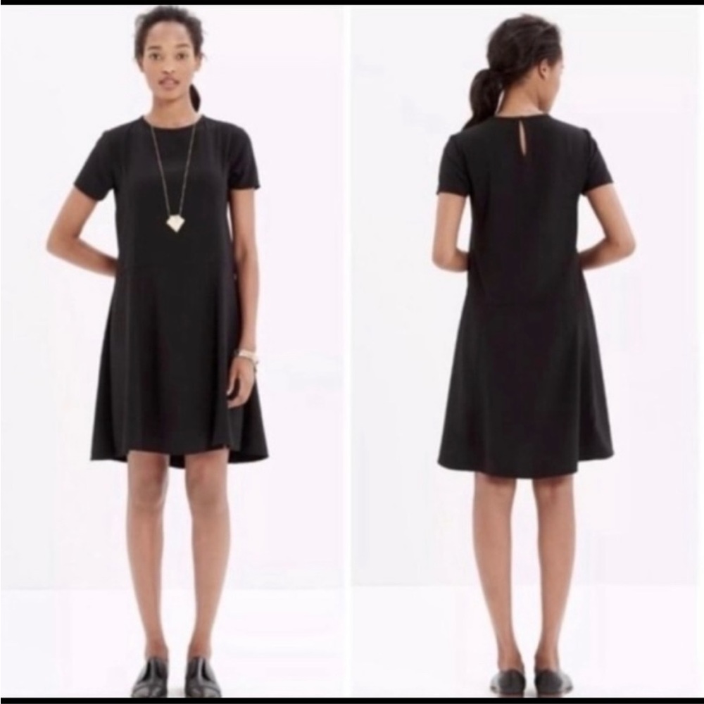 Madewell Black Tribune Short Sleeve A Line Knee
Length Dress Sz 2